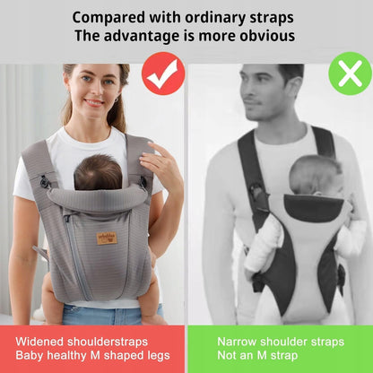 VRBABIES nosidełko ergonomiczne z szerokimi szelkami, wspiera pozycję M dziecka i komfort noszenia