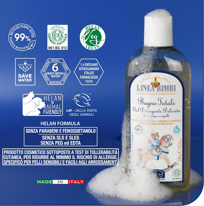 HELAN Linea Bimbi gel do koupele a šampon s mandlovým proteinem 250 ml 0+