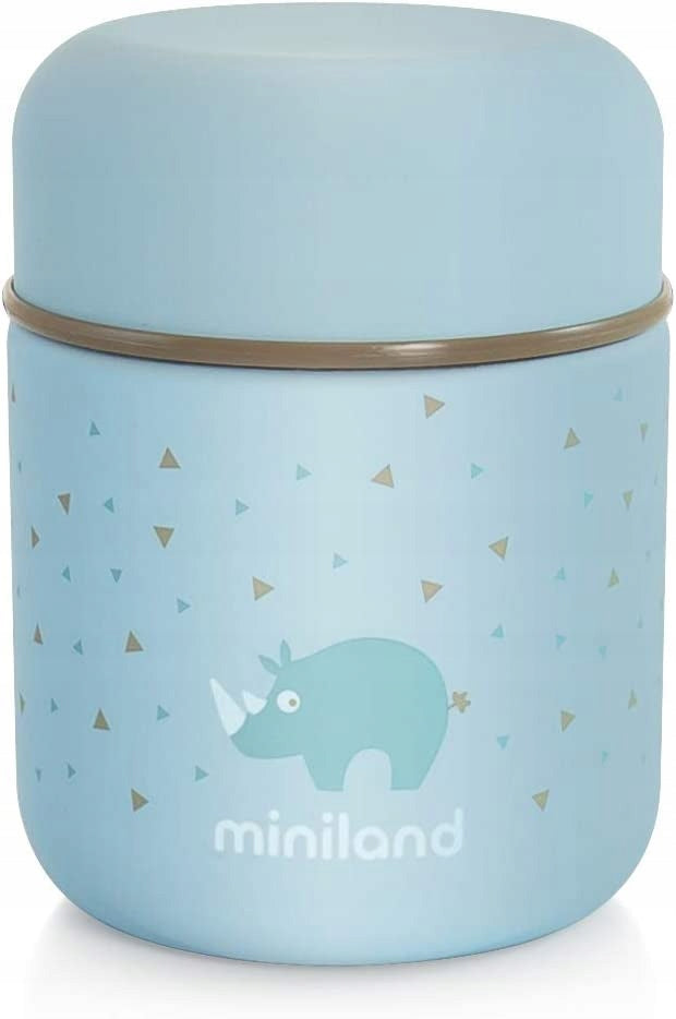 MINILAND Food Thermy Mini stalowy termos obiadowy 280 ml, niebieski termos obiadowy dla dzieci