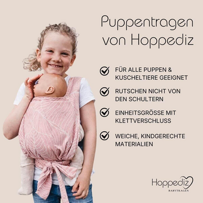 HOPPEDIZ zachte draagzak voor poppen en knuffels
