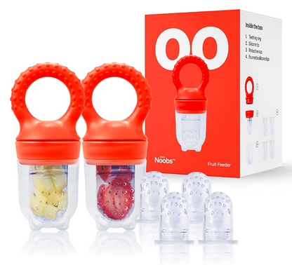 LOVE NOOBS fruithapje voor baby's 3 m+ 2 stuks 6 mondstukken