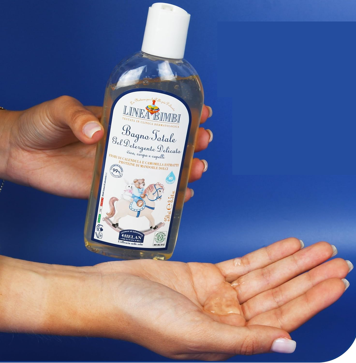 HELAN Linea Bimbi gel do koupele a šampon s mandlovým proteinem 250 ml 0+