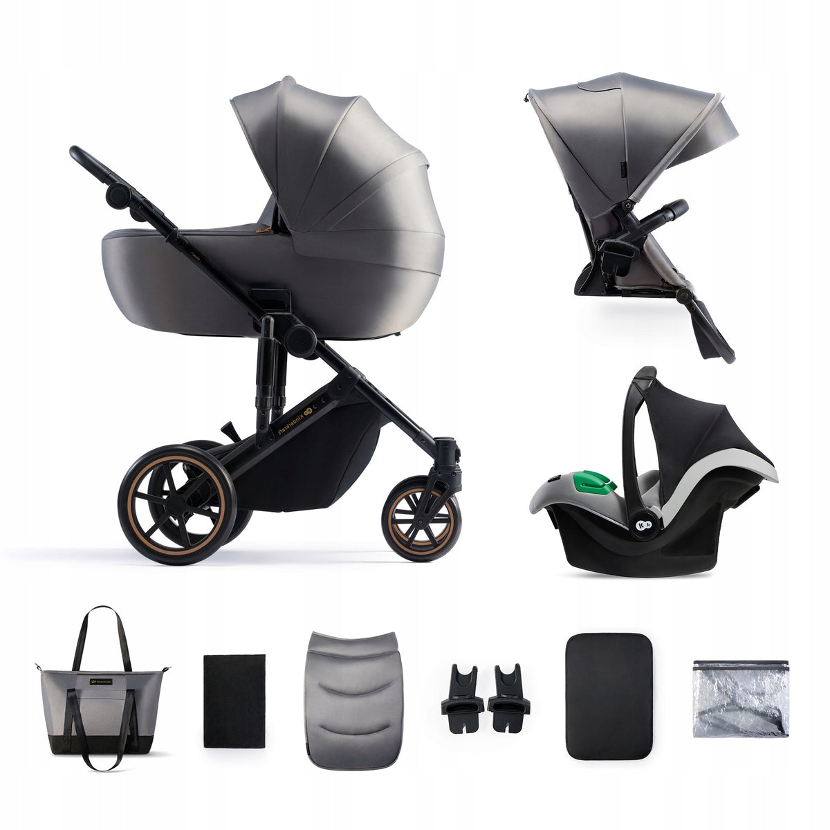 KINDERKRAFT PRIME2 PRO 3-in-1 multifunctionele kinderwagen tot 22kg + autostoeltje MINK PRO