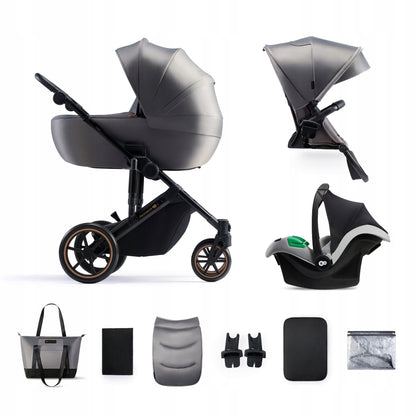 KINDERKRAFT PRIME2 PRO 3-in-1 multifunctionele kinderwagen tot 22kg + autostoeltje MINK PRO