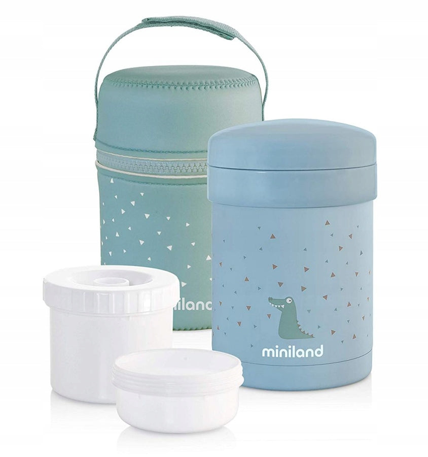 MINILAND Thermische lunchthermos 700 ml + 2 bakjes en etui met handvat
