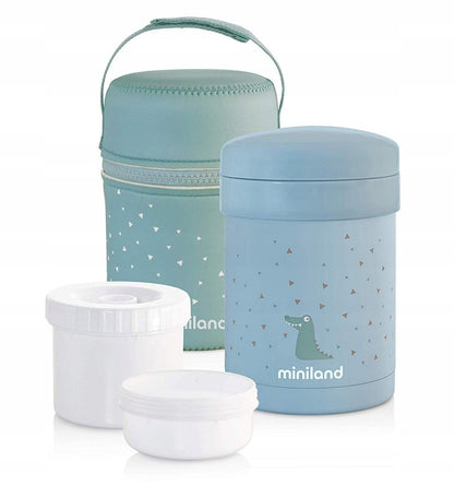MINILAND Thermische lunchthermos 700 ml + 2 bakjes en etui met handvat