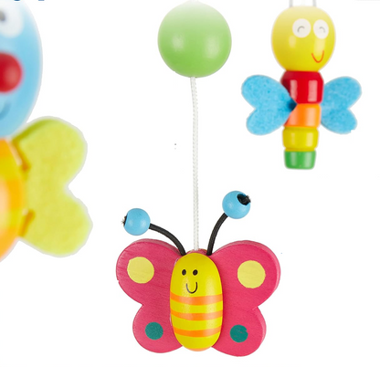 BIECO 3D Fleurs et Insectes mobile en bois pour lit bébé 26 x 39 cm