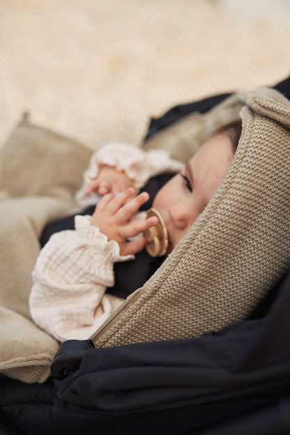 Jollein Basic Knit śpiworek do wózka oliwkowy, tekstylny śpiworek dziecięcy do wózka i fotelika