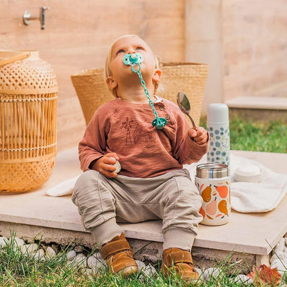 SUAVINEX Go Natural termos obiadowy stalowy 400 ml, beżowy termos dziecięcy ze stali nierdzewnej