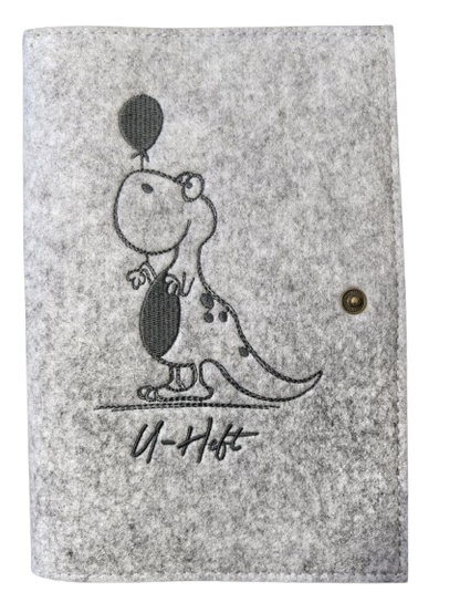 LUXDAG vilten hoes voor zwangerschapskaart DINOZAUR 15,5 x 23 cm