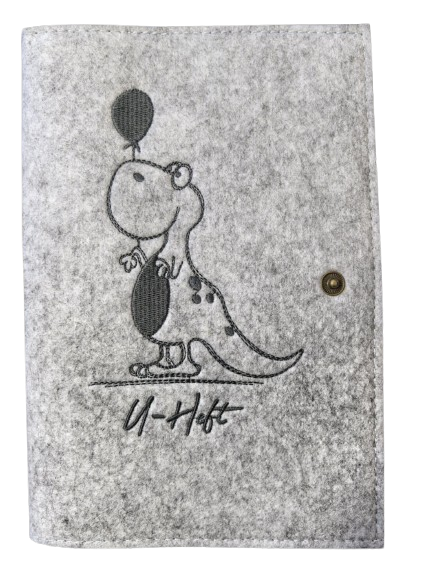 LUXDAG vilten hoes voor zwangerschapskaart DINOZAUR 15,5 x 23 cm