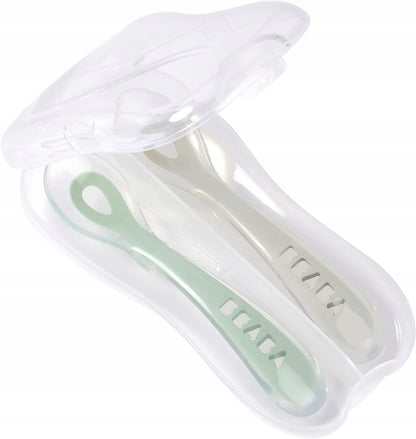 BEABA cuillère en silicone x2 + étui