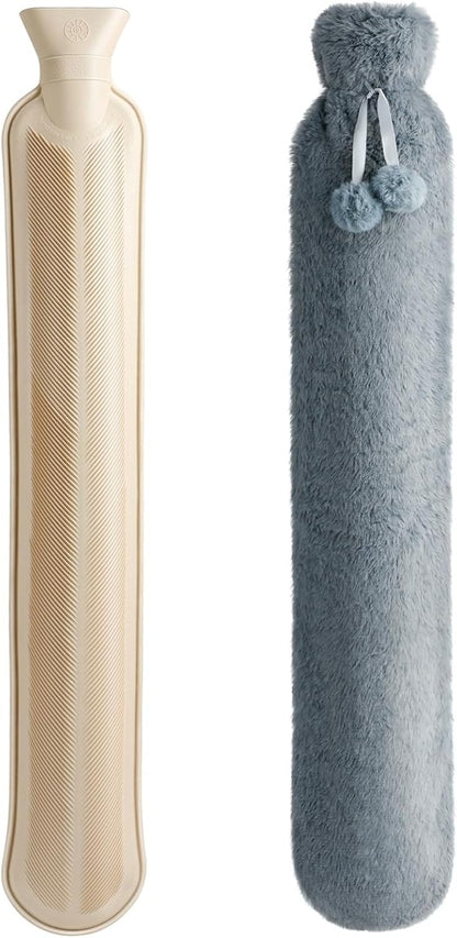 HOMEALEXA rubber hot water bottle, 2 liters + soft cover, 72 cm