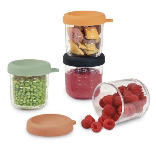 Béaba Sunrise glass food containers with lids 250ml x4
