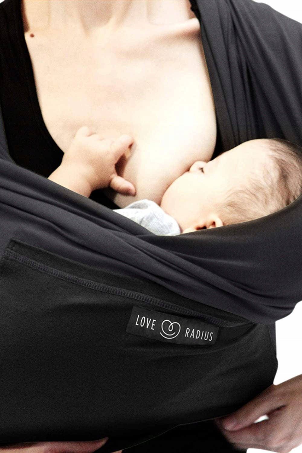 LOVE RADIUS chusta elastyczna do noszenia dziecka czarna, używana, oddychająca i rozciągliwa, od 2 kg do 14 kg