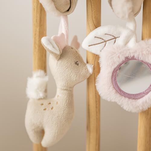 NATTOU FanFan spirala aktywizująca sensoryczna 0+ z uroczymi zawieszkami i lusterkiem do wózka lub łóżeczka