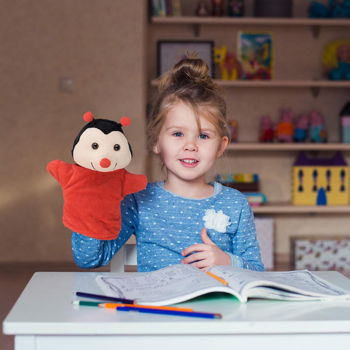 RELAXDAYS pluchen handpoppen voor rollenspellen 8 personages