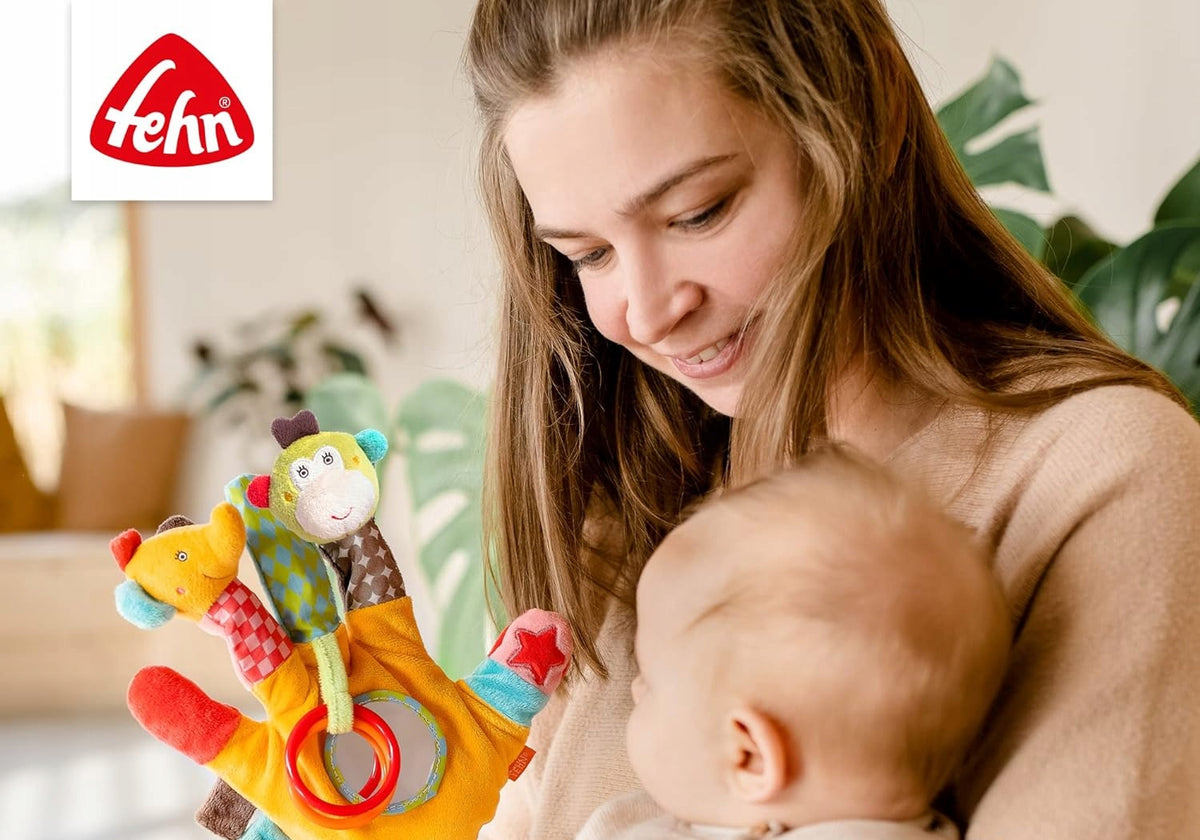 Fehn Safari pacynka sensoryczna z grzechotką