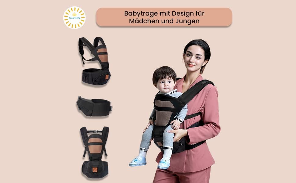 KRONEWERK ergonomic baby carrier with hip belt 6-in-1