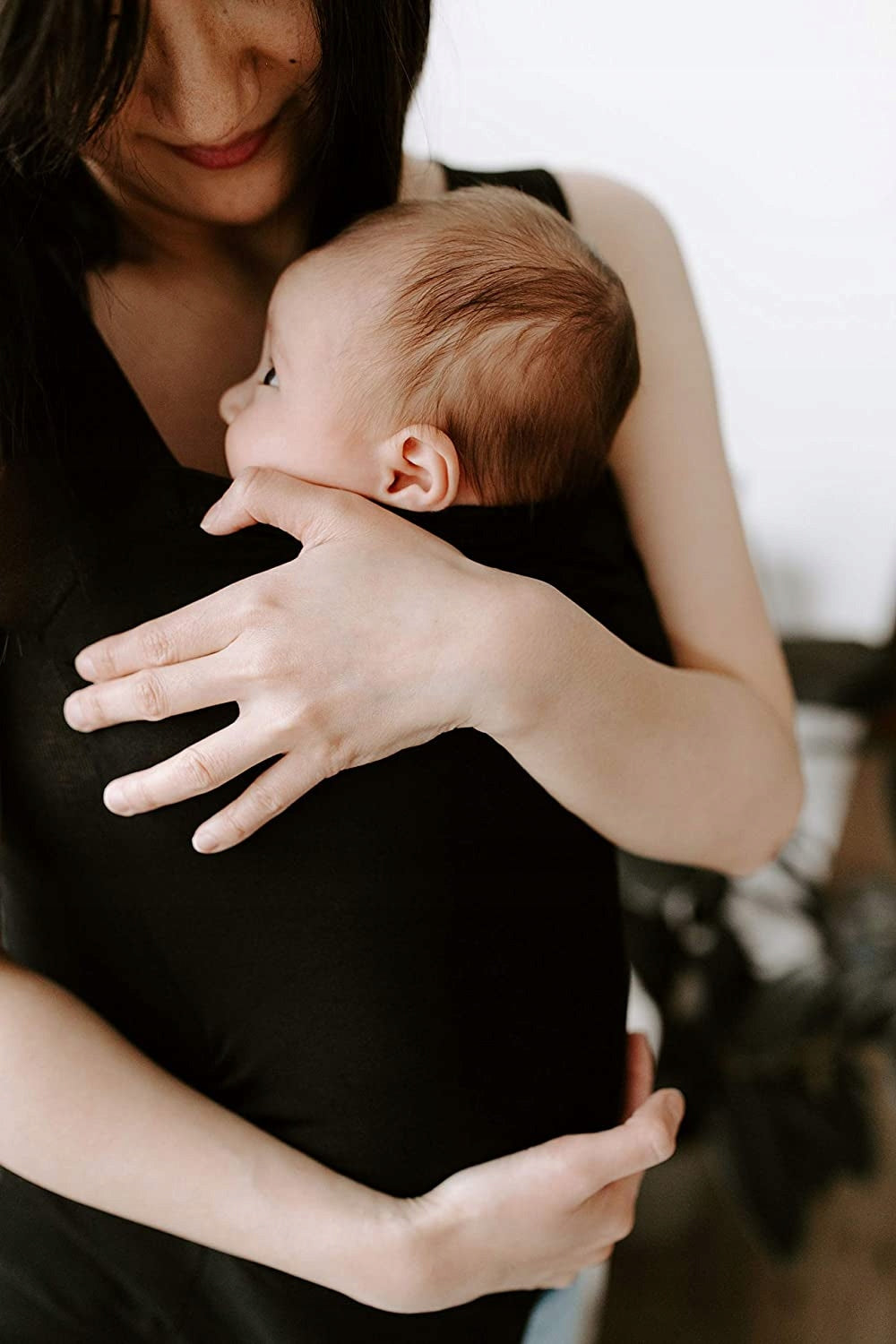 ADEN + ANAIS top do kangurowania S czarny, miękki i wygodny do kontaktu skóra do skóry dla mamy i dziecka