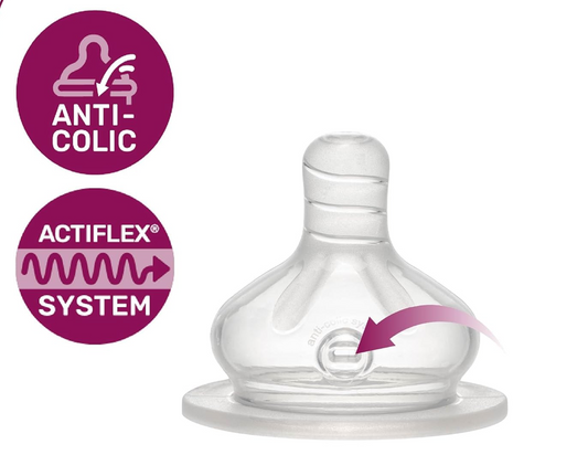 NIP sticlă cu tetină mărimea S flux lent 120 ml ACTIFLEX