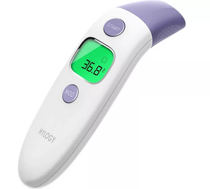 HYLOGY contactloze thermometer 4-in-1 voorhoofd oor kamer voeding + etui