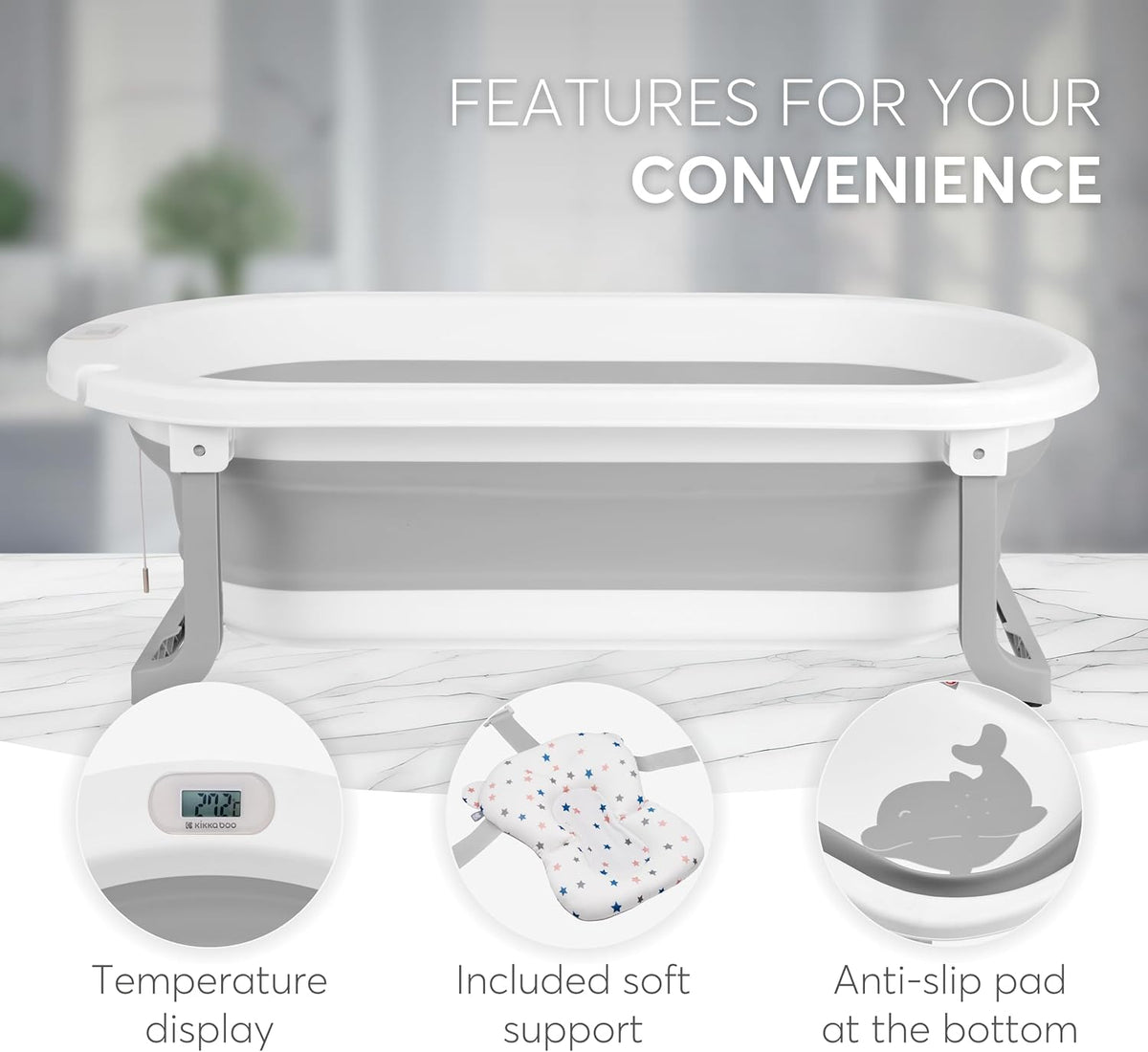 KikkaBoo Willy foldable bathtub with thermometer 0-36 months