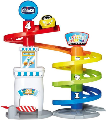 CHICCO többszintes parkoló 37 cm + Turbo Ball autó