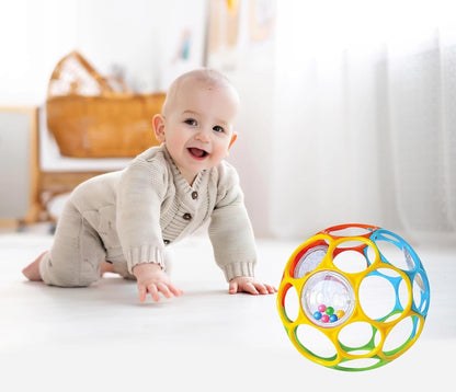 KIKUO Classic Ball grijpspeeltje en bijtring met rammelaars 11,5 cm