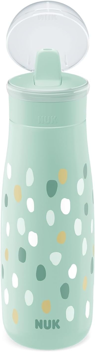 NUK Mini-Me Flip butelka ze słomką i składanym ustnikiem 450 ml 12 m+ miętowa z przezroczystą pokrywą