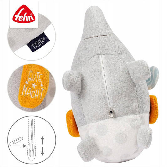 FEHN knuffel met nachtlampje 4 kleuren en lichtgevende borduursel OLIFANT