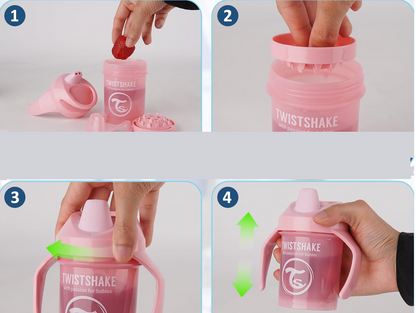 TWISTSHAKE Mini Cup tasse anti-fuite avec bec et mixeur 230 ml 4 m+