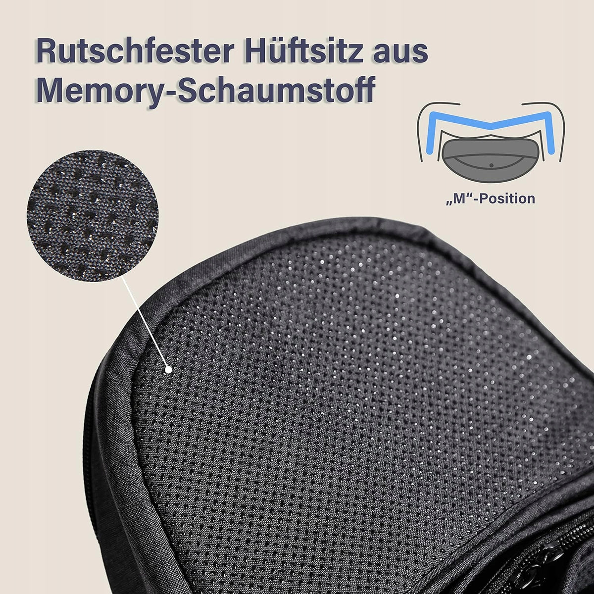 BABYMUST fotelik nosidełko biodrowe 4-30 kg z antypoślizgowym siedziskiem z memory-schaumstoff