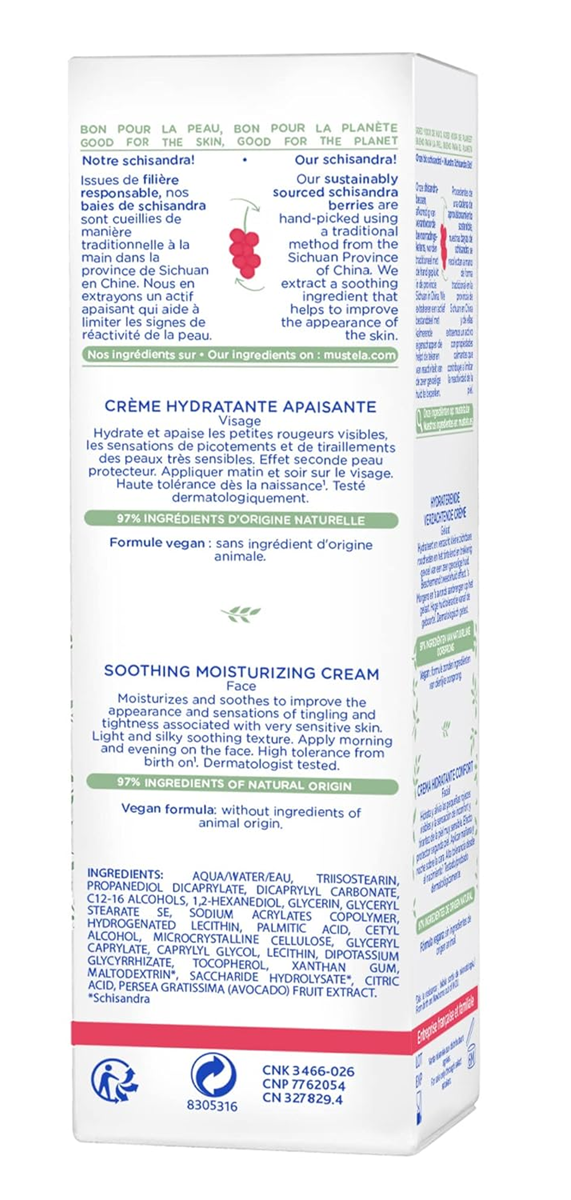 MUSTELA hydraterende gezichtscrème voor de zeer gevoelige huid 40ml