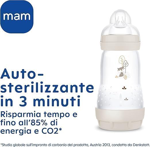 MAM Easy Start zestaw butelek dla noworodka Anti-Colic 5el. butelka samosterylizująca w 3 minuty