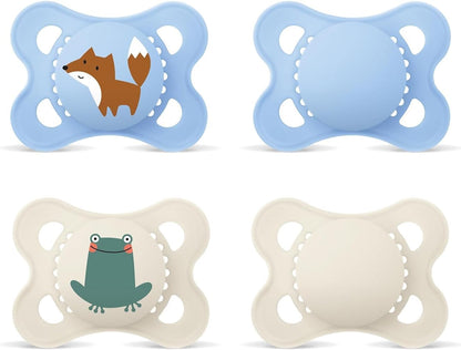 MAM Original Silikonschnuller 0–6 Monate, 4 Stück, Fuchs und Frosch