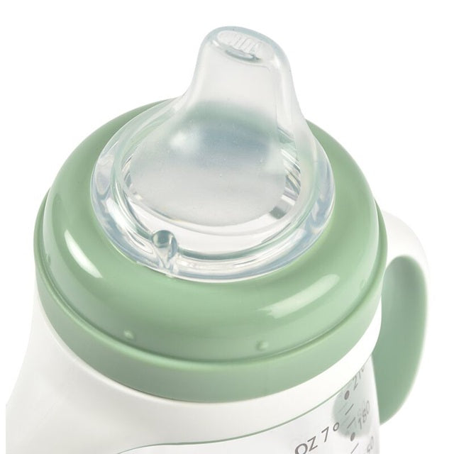 BEABA Training Bottle 2w1 kubek niekapek z dwoma ustnikami 210 ml 4 m+ zielony treningowy kubek z silikonowym ustnikiem