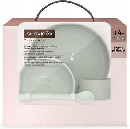 SUAVINEX Set de vajilla de silicona 4 piezas 4m+