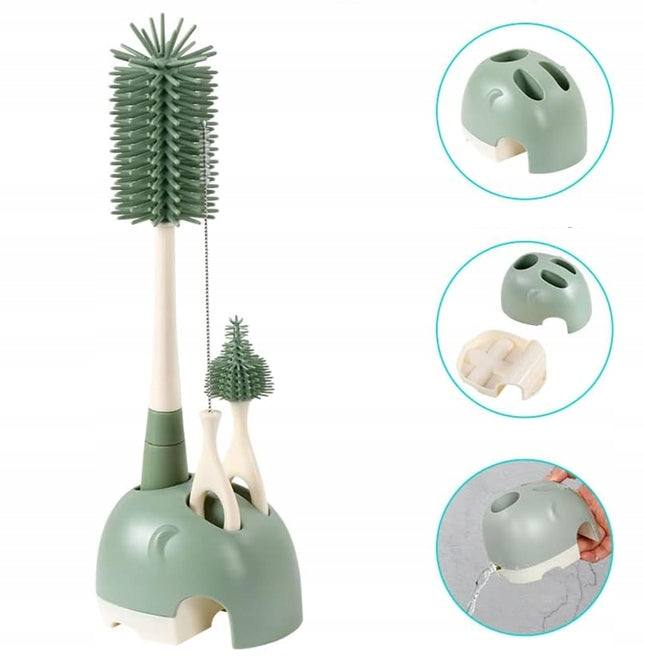 VICLOON 3-in-1 siliconen borstels voor het reinigen van flessen, fopspenen en rietjes 32cm