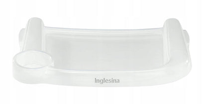 INGLESINA tacka do krzesła turystycznego - biała tacka Inglesina Fast z uchwytem na kubek, plastik, używana