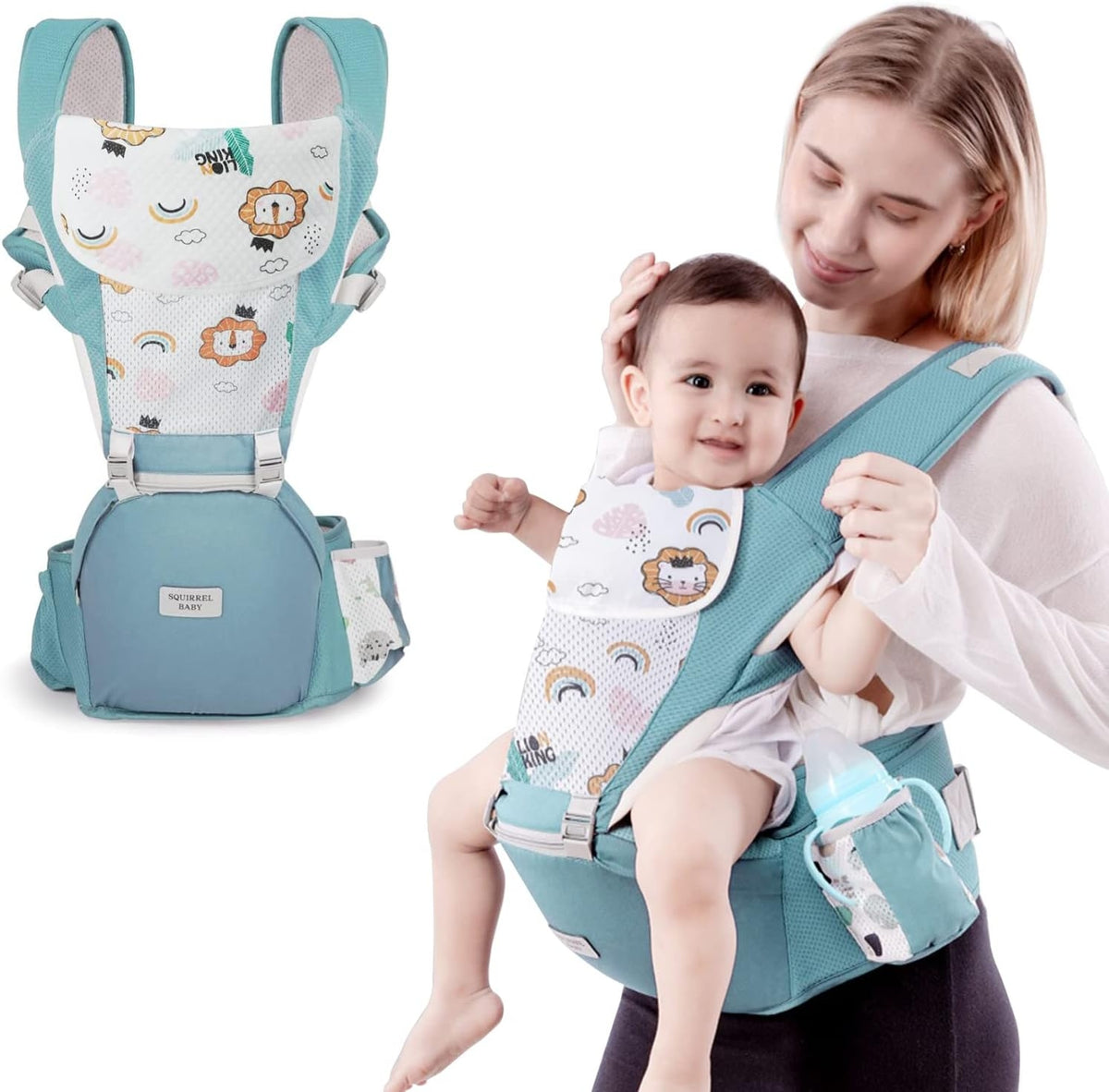 NUKIED portabebés ergonómico con cinturón de cadera 6 en 1 para bebés