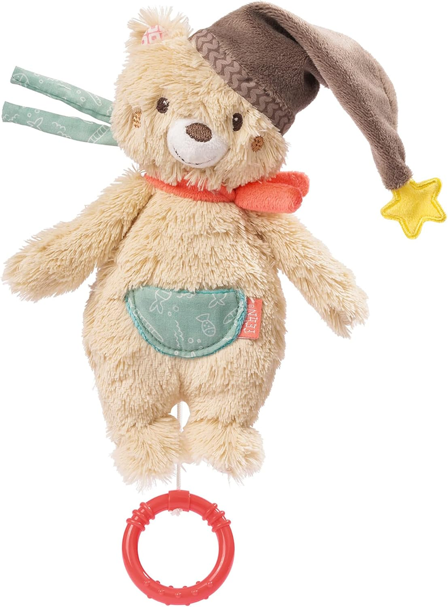 FEHN Beer Bruno pluche knuffel met muziekdoosje 21 cm
