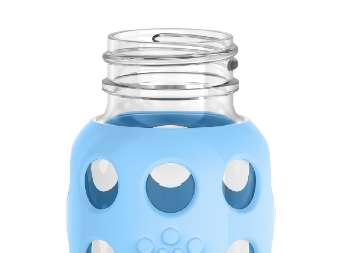 LifeFactory glazen fles met hoes 120 ml 3 m+ speen 1