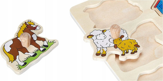 GOKI houten insteekpuzzel 9 stukken 20,3 x 29,9 cm BOERDERIJ