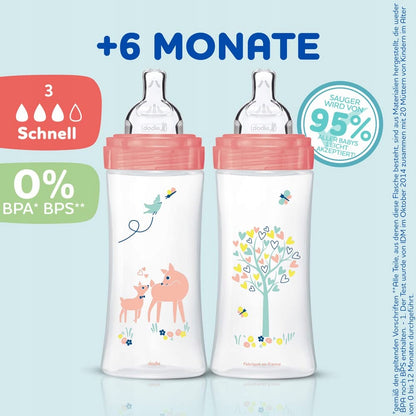 DODIE zestaw startowy dla dziewczynki BUTELKI + akcesoria, 2 butelki antykolkowe 330 ml