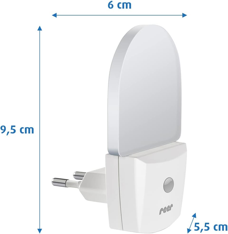 REER NightGuide lámpara nocturna LED para enchufe con sensor de oscuridad 6 x 9,5 cm