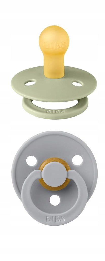BIBS COLOUR smoczki uspokajające 2pack kauczuk 0-6 msc. zestaw 2 smoczków BIBS w kolorach szarym i zielonym