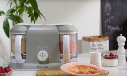 BEABA Babycook Duo ROBOT KUCHENNY 4 w 1 2200 ml, szary parowar i mikser do przygotowania posiłków dla dzieci