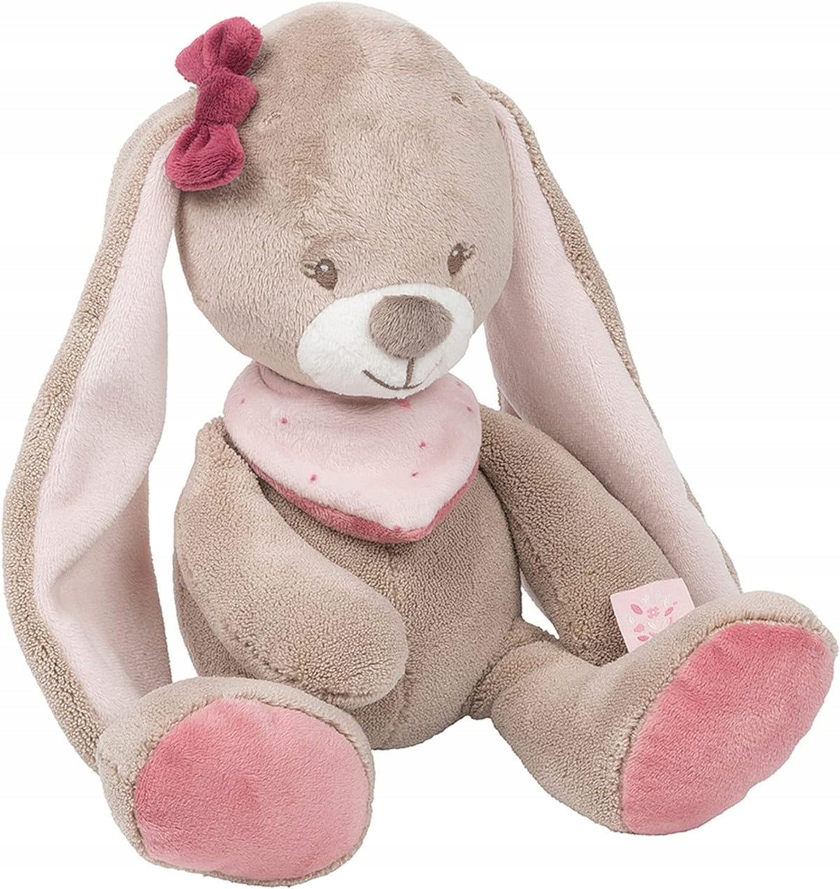 NATTOU pluszowa przytulanka Zajączek Nina 22 cm, miękki brązowo-różowy króliczek dla niemowląt 0+