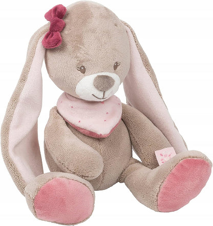 NATTOU pluszowa przytulanka Zajączek Nina 22 cm, miękki brązowo-różowy króliczek dla niemowląt 0+